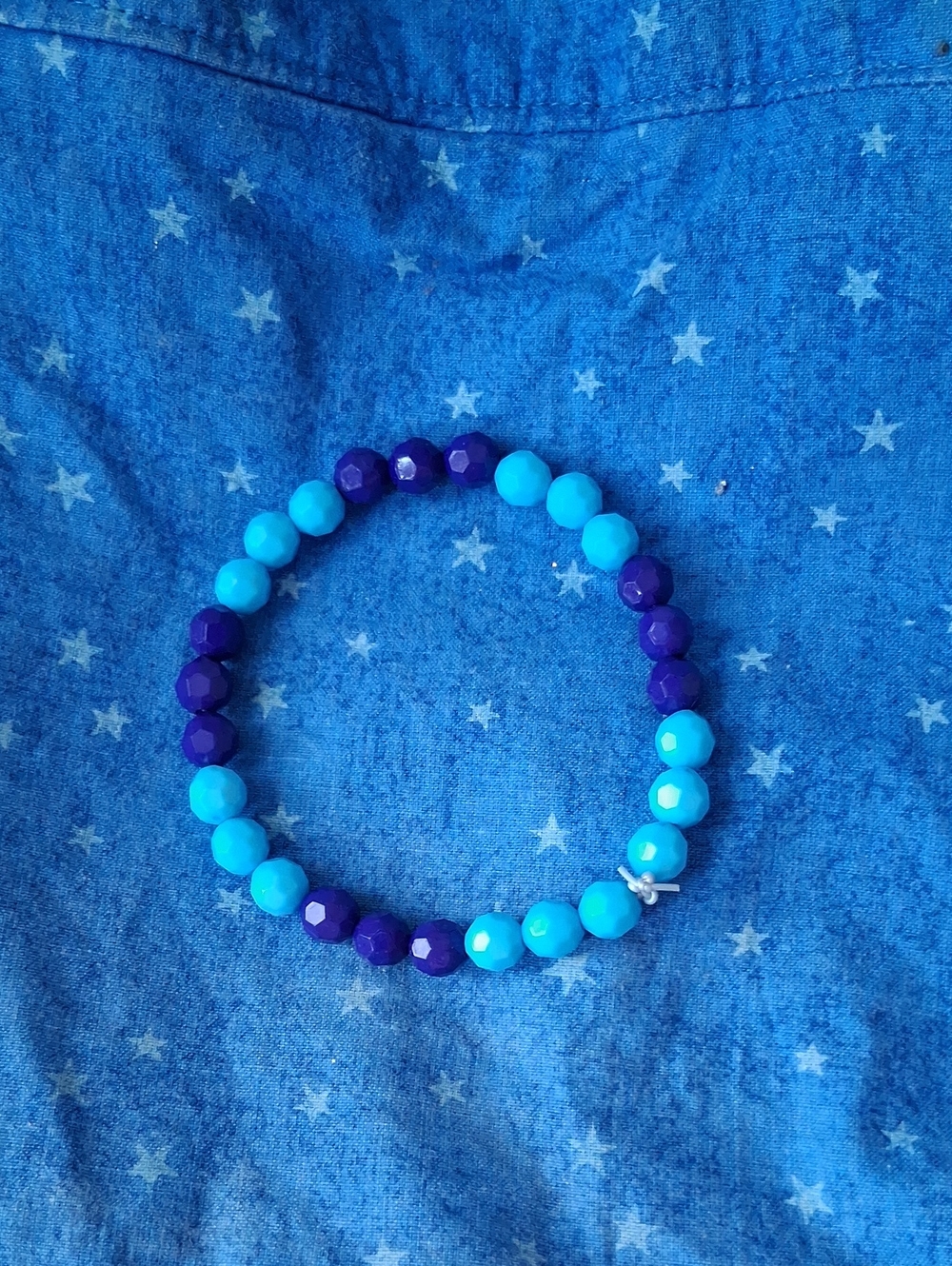 Stretch Beaded Bracelet in Bright Blue & Deep Purple